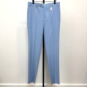 Zanella Curtis Light Blue Wool Straight Leg Slim Dress Pants 32 NEW Trousers